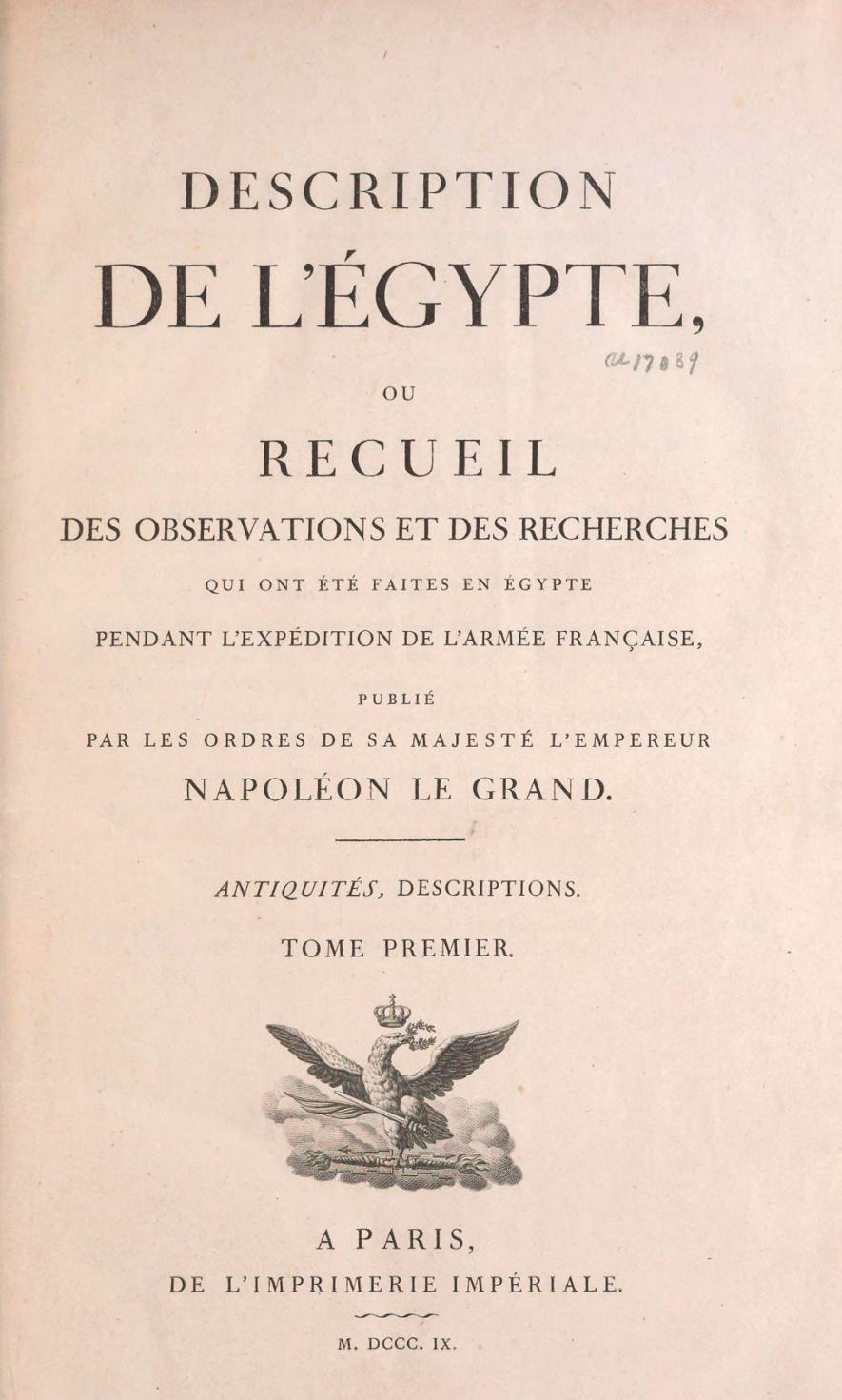 ナポレオン「エジプト誌」Description de l’Egypte」希少本 Description de L'Egypte: publiée par les ordres de Napoléon