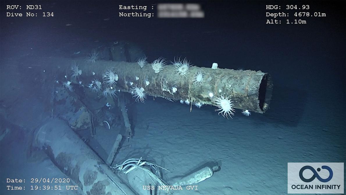 ギャラリー：米戦艦ネバダ、海底に残されていた残骸 写真7点