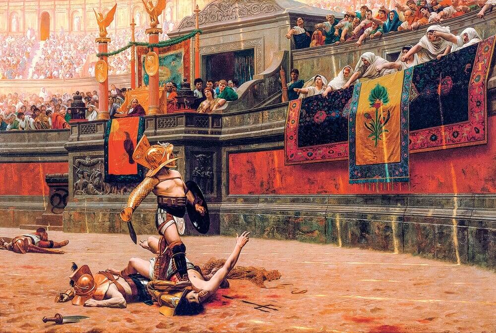 ローマの戦士 油絵 フレーム付き コロッセオのローマ剣闘士のアート