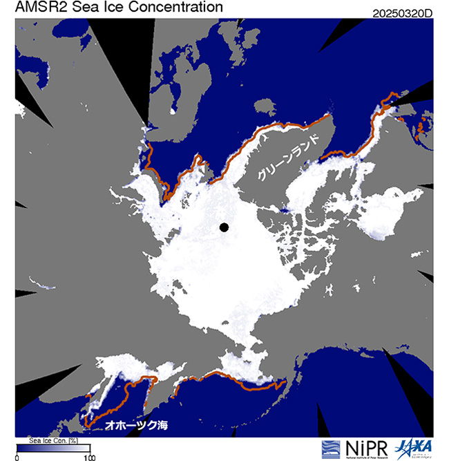 北極の冬季の海氷面積が観測史上最小を記録、周辺の高温が要因か