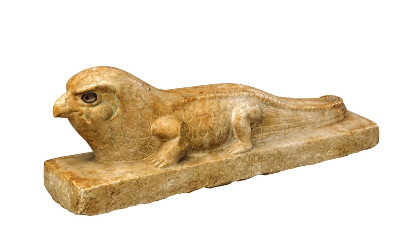 古代エジプトの神々 アヌビスとホルス頭部 彫刻 彫像 （古代